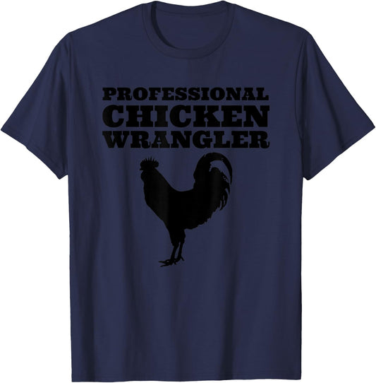 Country Cowgirl & Cowboy Howdy Co. Professional Chicken Wrangler -Adults Kids Chicken-Themed Grey Small Classic Fit Short Sleeve T-Shirt - T-Shirt | Navy
