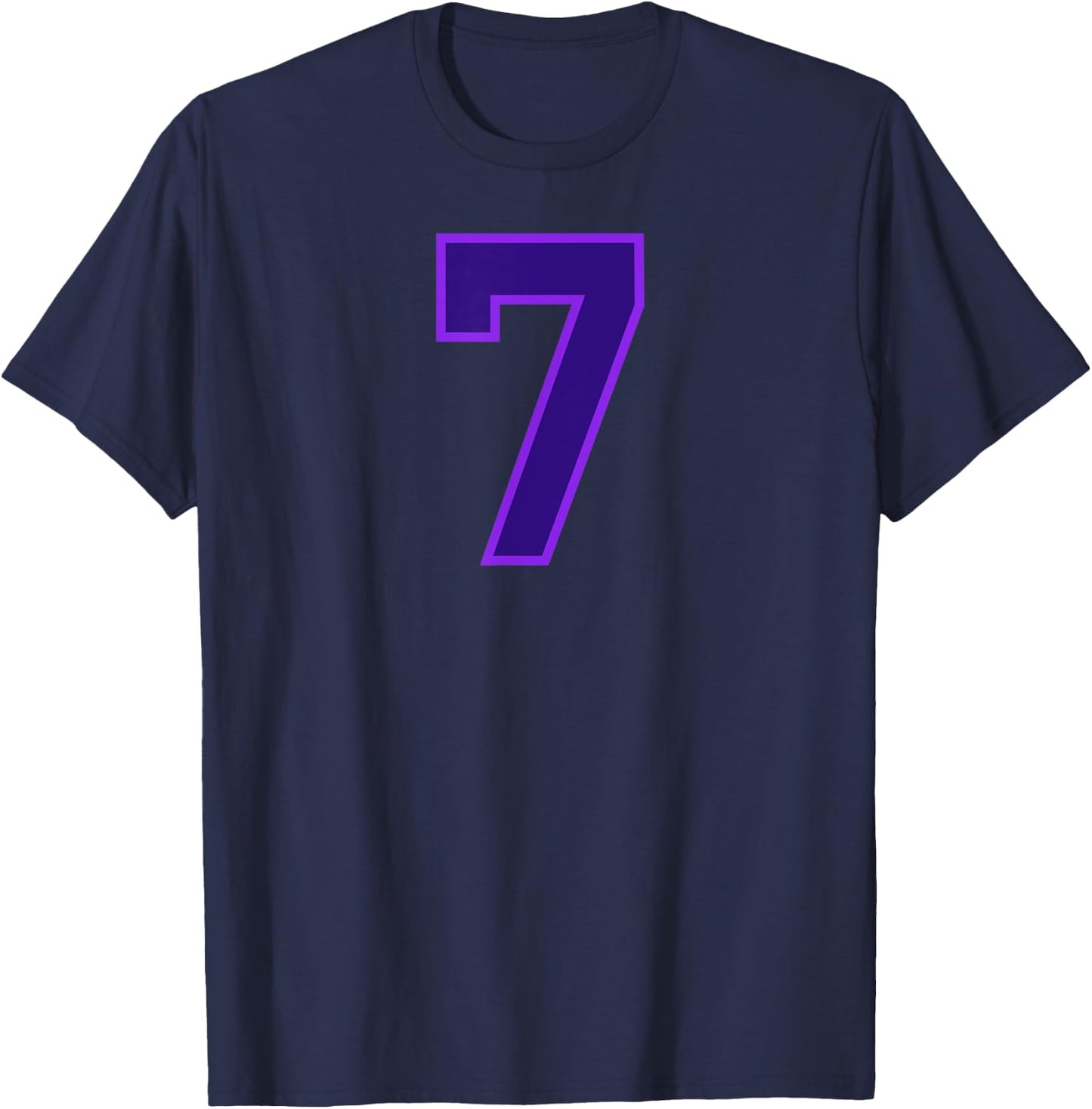 Number #7 Sport Purple Number T-Shirt - T-Shirt | Navy