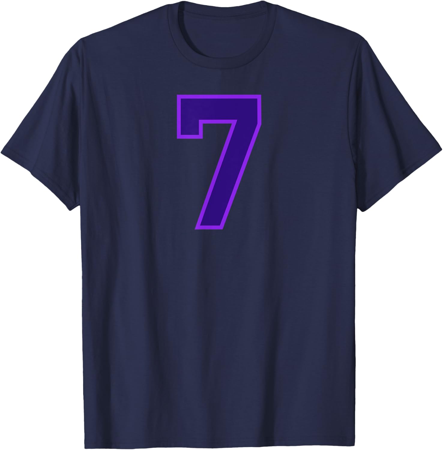 Number #7 Sport Purple Number T-Shirt - T-Shirt | Navy