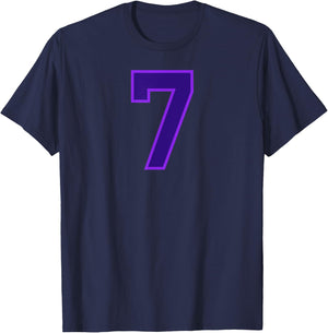 Number #7 Sport Purple Number T-Shirt - T-Shirt | Navy