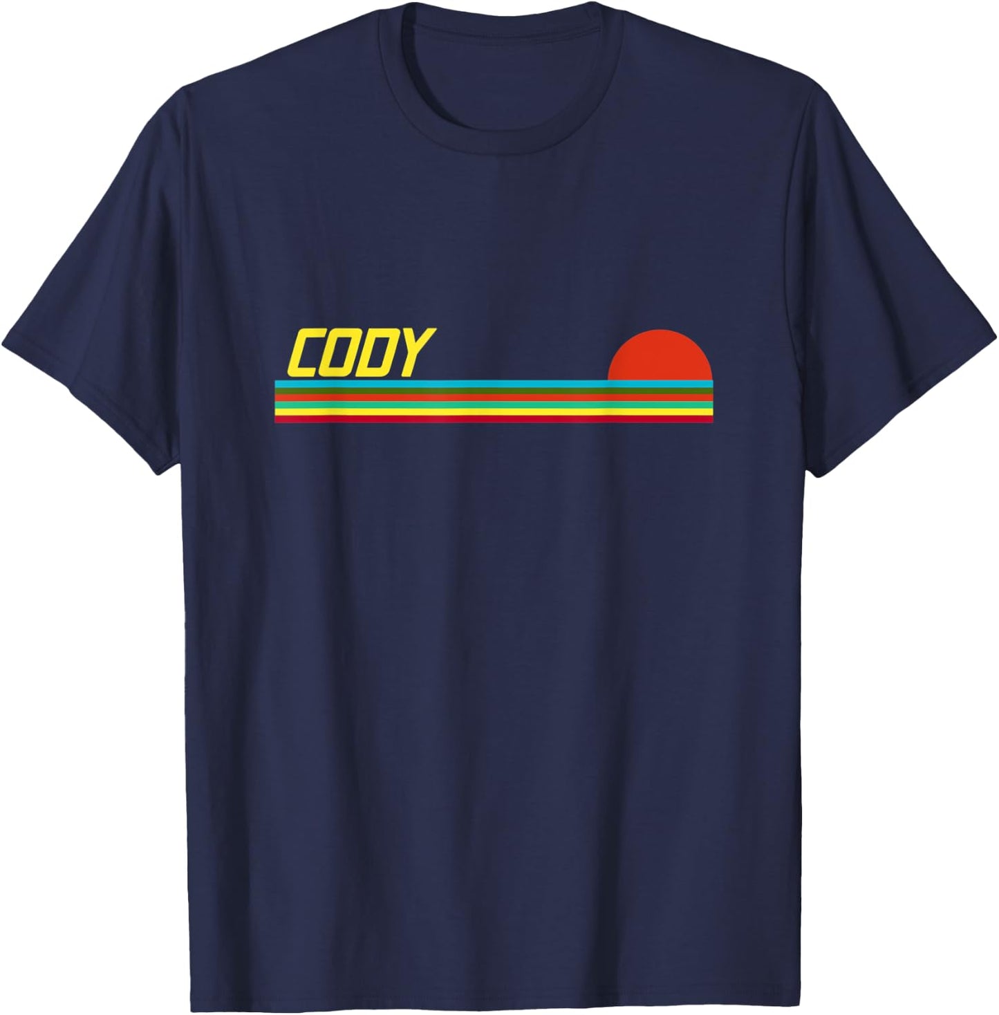 Cody First Name Logo Retro Sunset Surfer Style Cody T-Shirt - T-Shirt | Navy