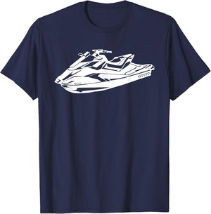 Silhouette Jet Ski Water Sports Skiing Rider Skier Boating T-Shirt - T-Shirt | Navy