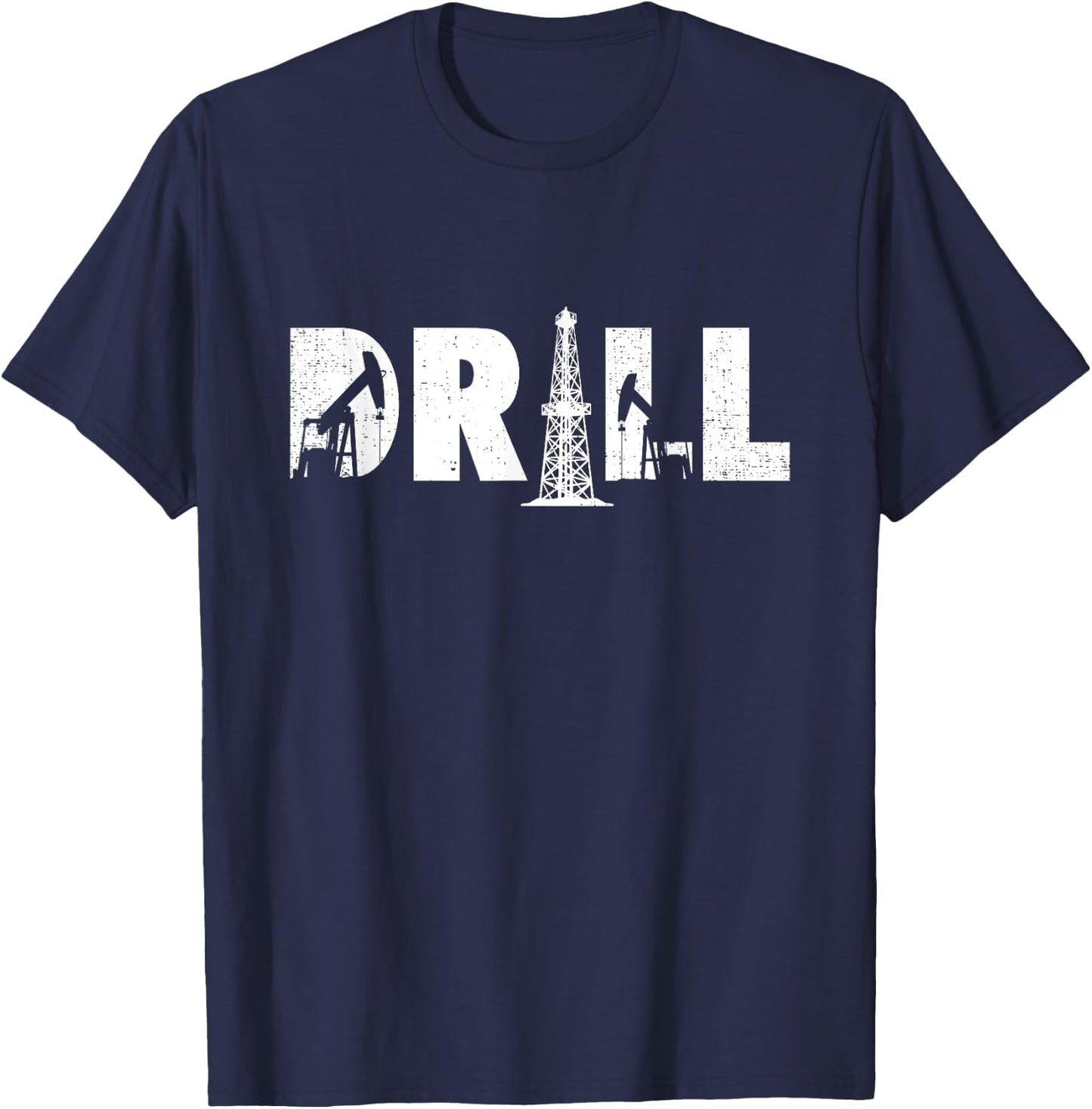 Oil Rig Drill Oilfield Worker Oildrilling Man Oilman Driller T-Shirt - T-Shirt | Navy