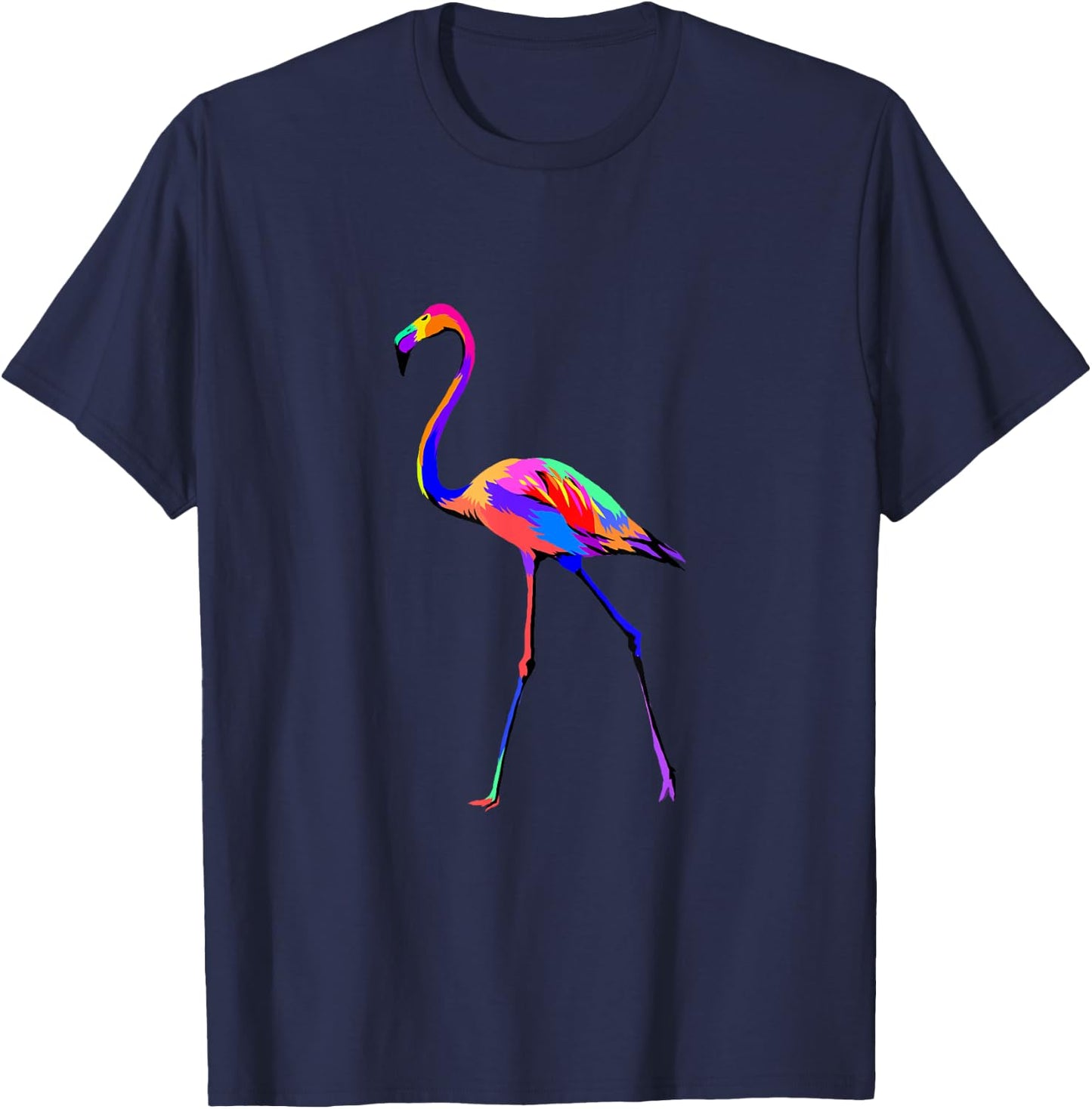 Pop Art Flamingo Shirt Colorful Animal Bird Lover Birder T-Shirt - T-Shirt | Navy
