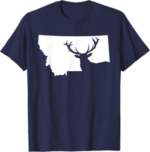 Montana Elk Hunting Cool Montana Hunters Hunting T-Shirt - T-Shirt | Navy
