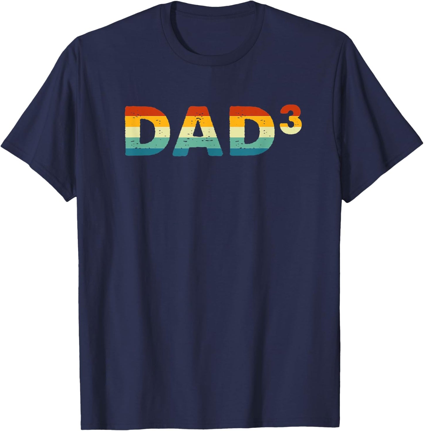 Men Vintage Daddy Of 3 Kids Funny Dad Cubed Father's Day T-Shirt - T-Shirt | Navy