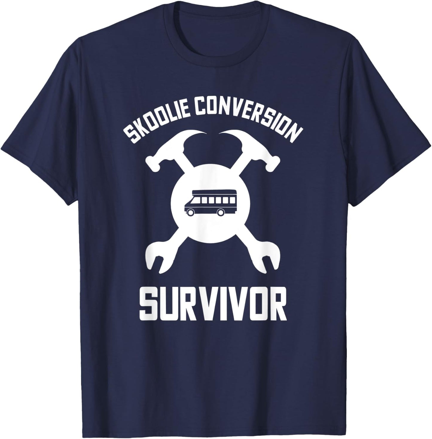 Yellow School Bus Conversion Skoolie Schoolbus T-Shirt - T-Shirt | Navy