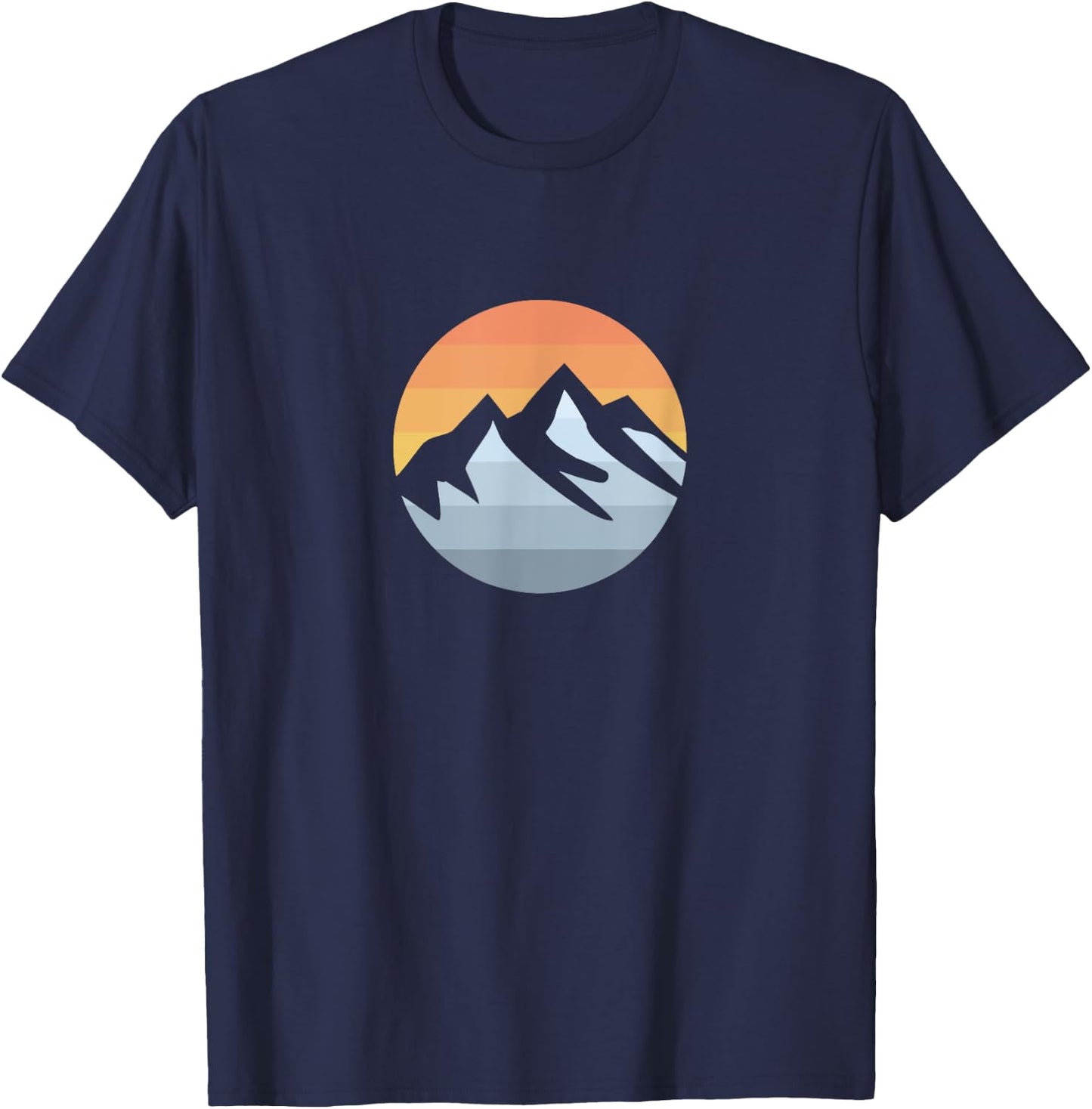 Mountain Sunset Outdoor Hiking Retro T-Shirt - T-Shirt | Navy