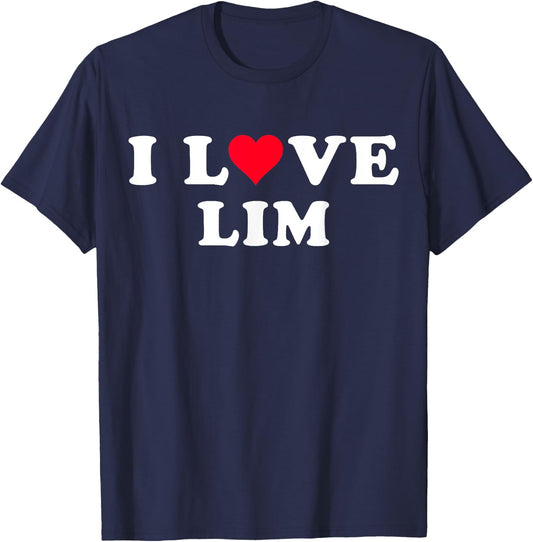 I Love Lim Matching Girlfriend & Boyfriend Lim Name T-Shirt - T-Shirt | Navy