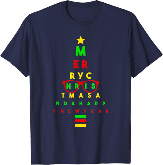 Optometrist Optician Christmas Tree Snellen Eye Test Glasses T-Shirt - T-Shirt | Navy