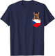 Czech Republic Flag German Shepherd Dog In Pocket T-Shirt - T-Shirt | Navy