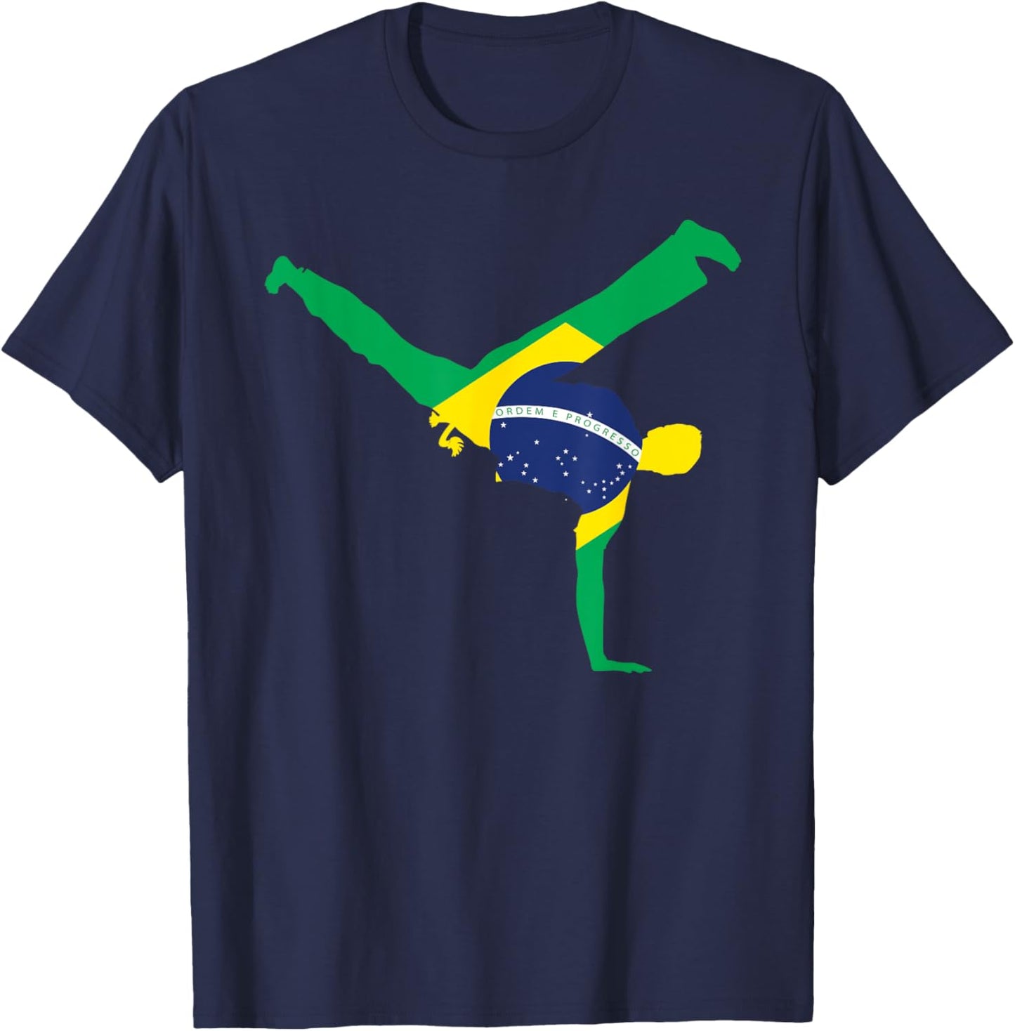 Brazil Flag Capoeira Dancer MMA Afro Brazilian Kick Fighter T-Shirt - T-Shirt | Navy