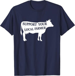 Support Your Local Farmer Cow T-Shirt - T-Shirt | Navy