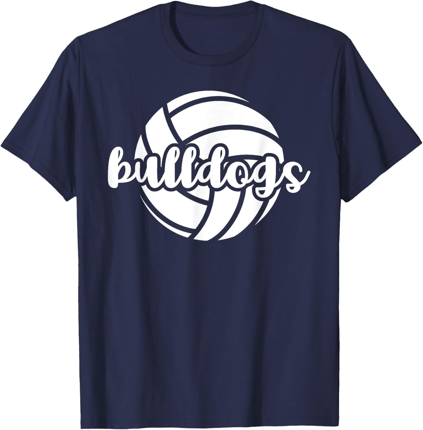 Bulldogs Volleyball Team Mascot School Spirit Game Night T-Shirt - T-Shirt | Navy