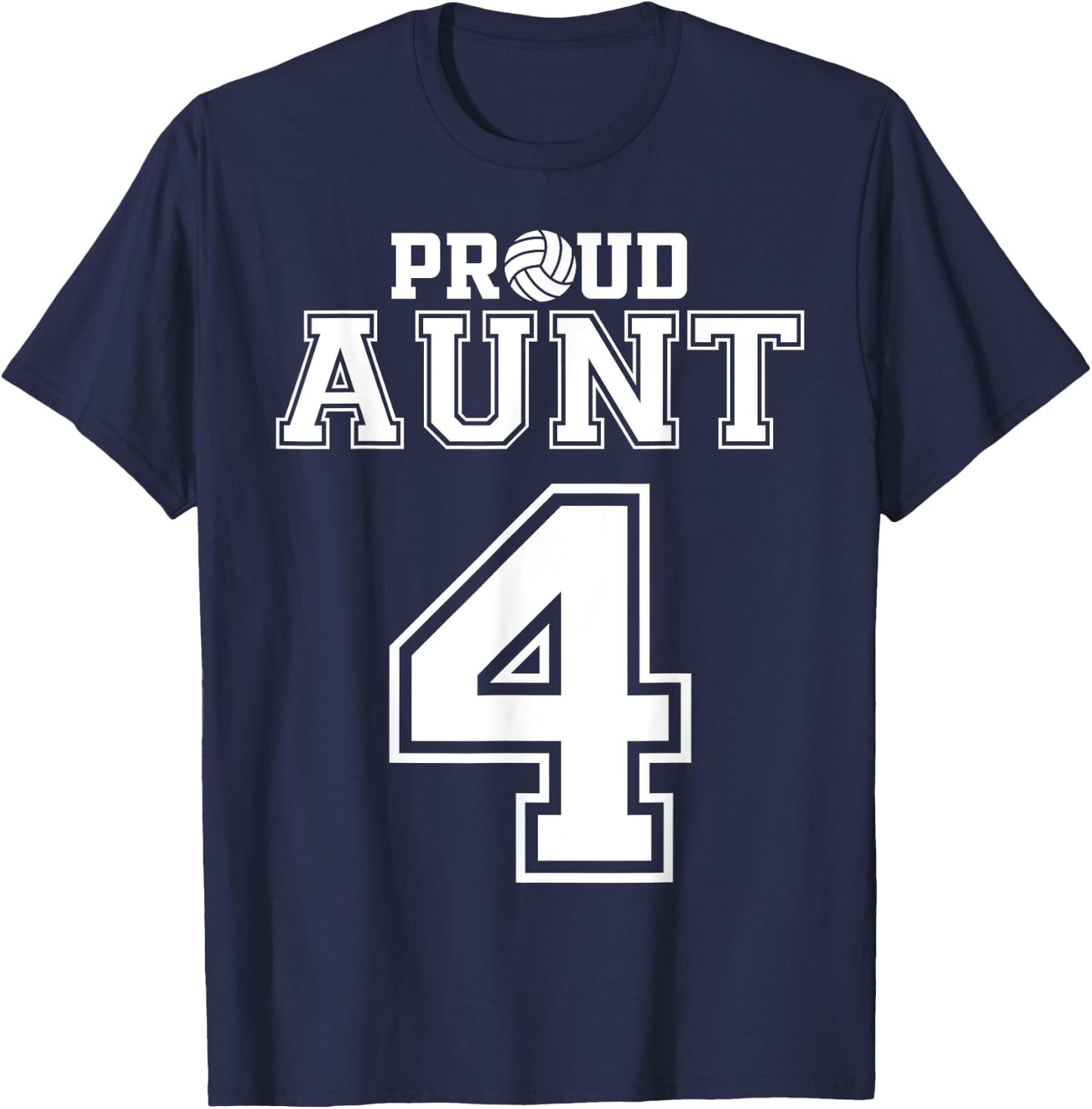 Custom Proud Volleyball Aunt Number 4 Personalized Women T-Shirt - T-Shirt | Navy