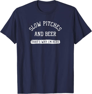 Slow Pitches And Beer Slow Pitch Adult Softball League Sport T-Shirt - T-Shirt | Navy