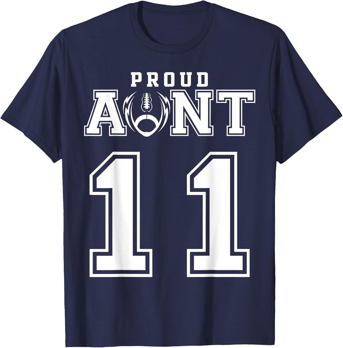 Custom Proud Football Aunt Number 11 Personalized T-Shirt - T-Shirt | Navy