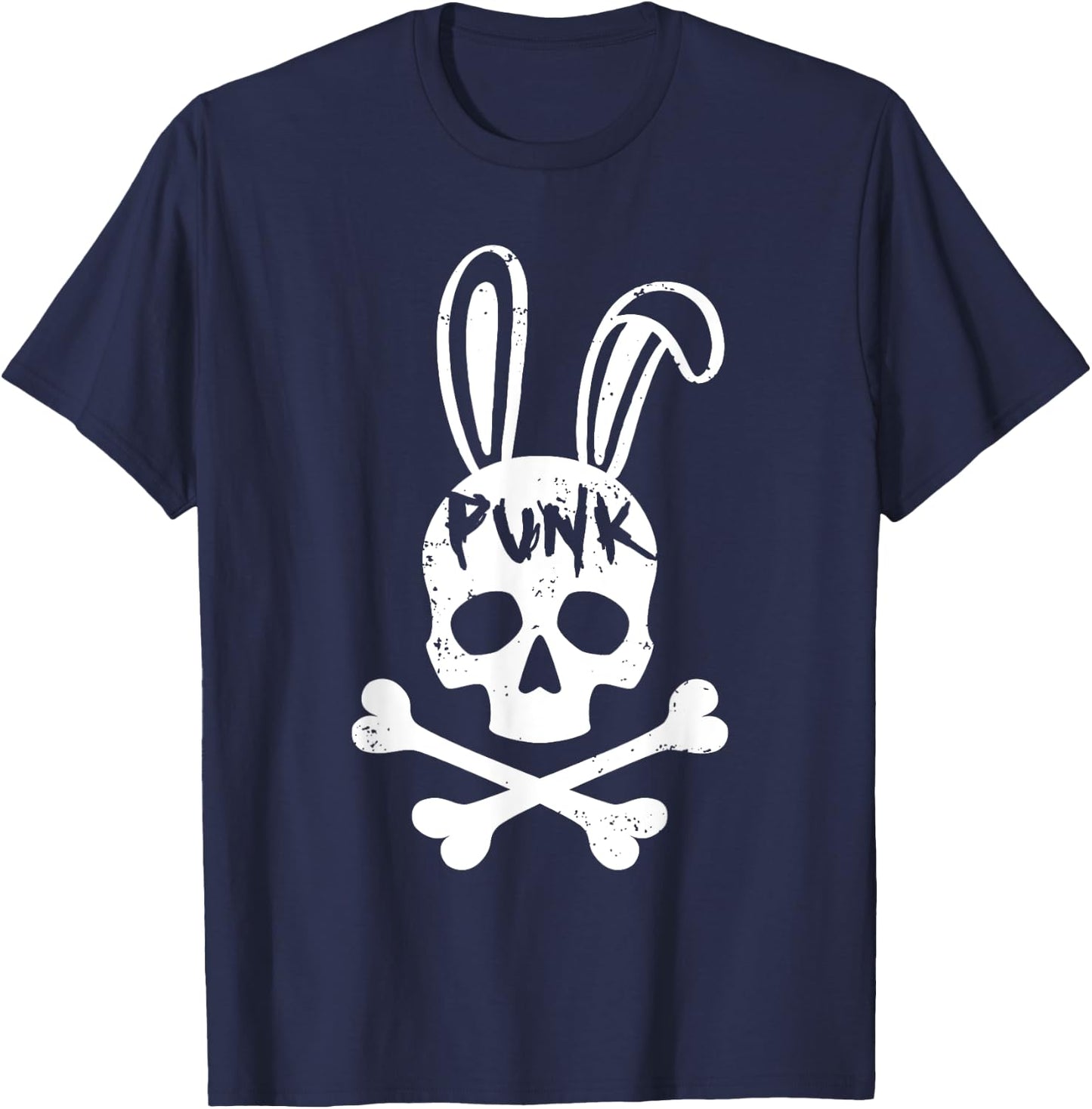 Punk Skull Rabbit Rock Music Aesthetic Subculture Rocker T-Shirt - T-Shirt | Navy