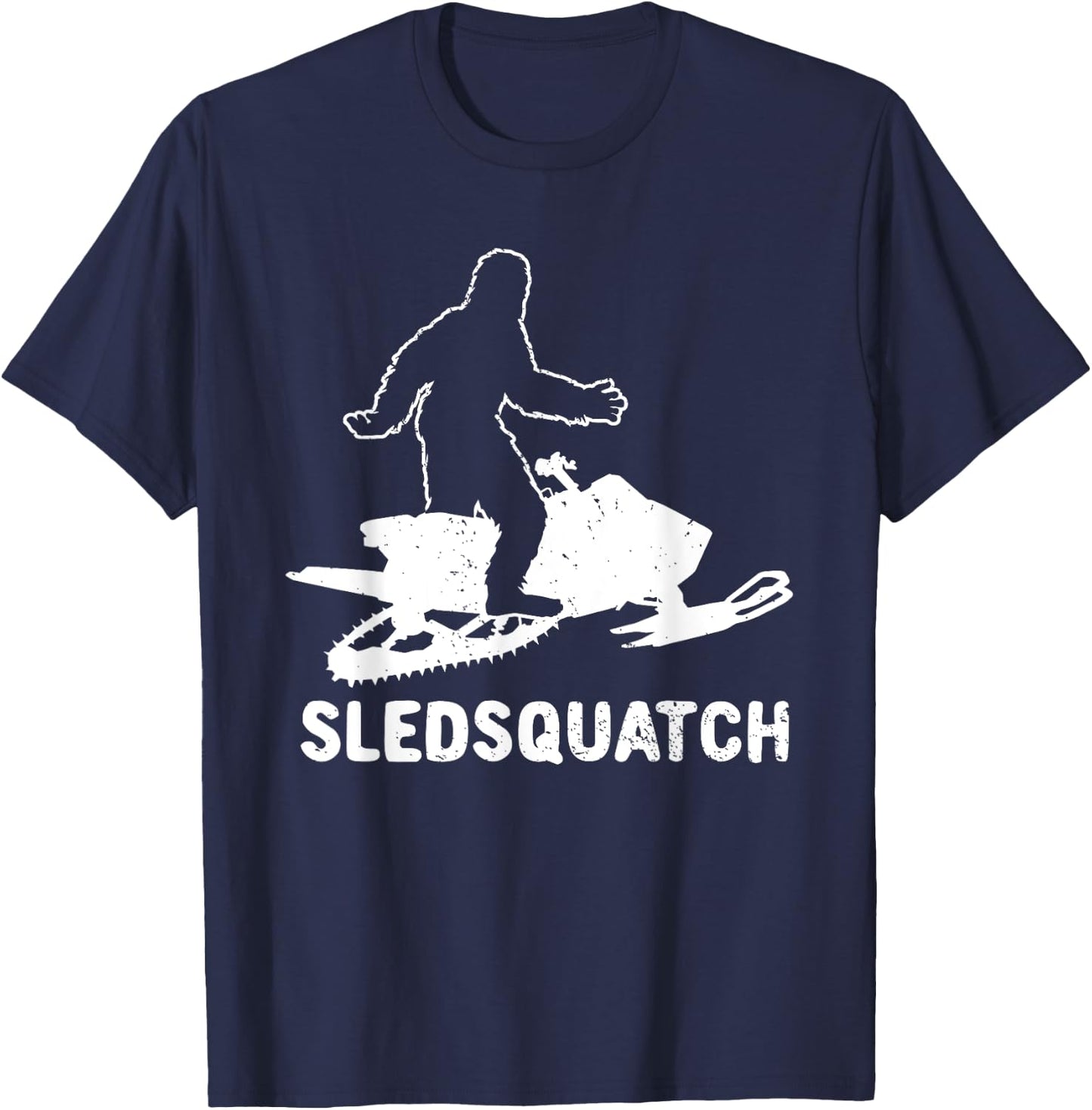 Bigfoot Snowmobile Riding Sasquatch Snowmobiling Racing T-Shirt - T-Shirt | Navy