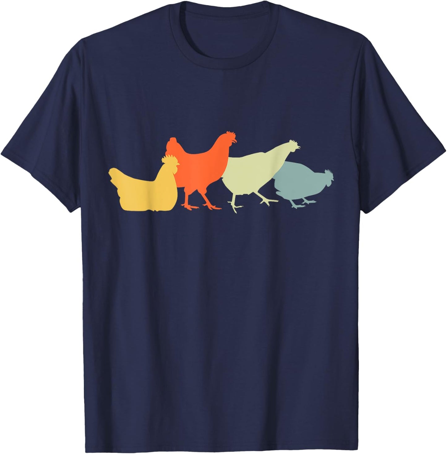 Retro Chickens T-Shirt - T-Shirt | Navy