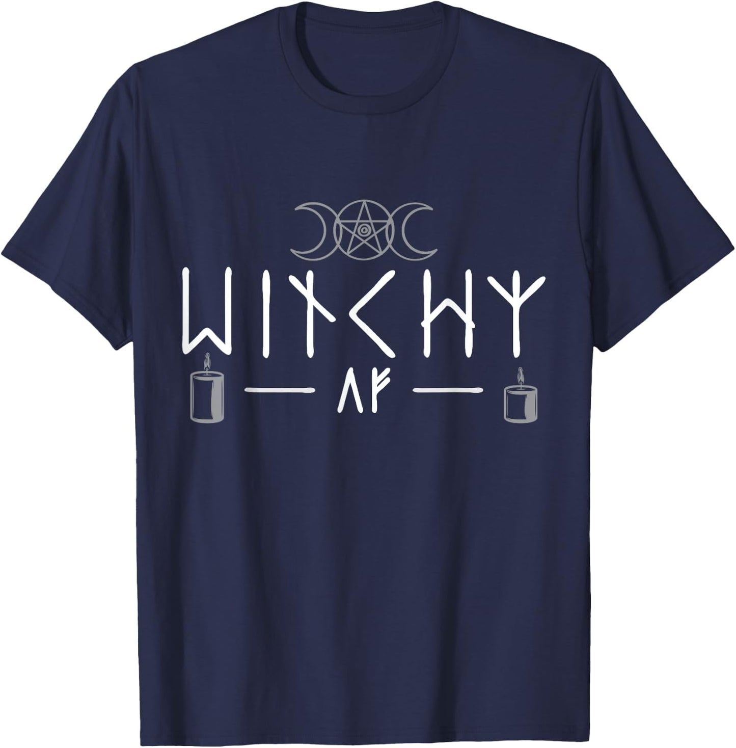 Witchy AF Three Moons Wicca T-Shirt - T-Shirt | Navy