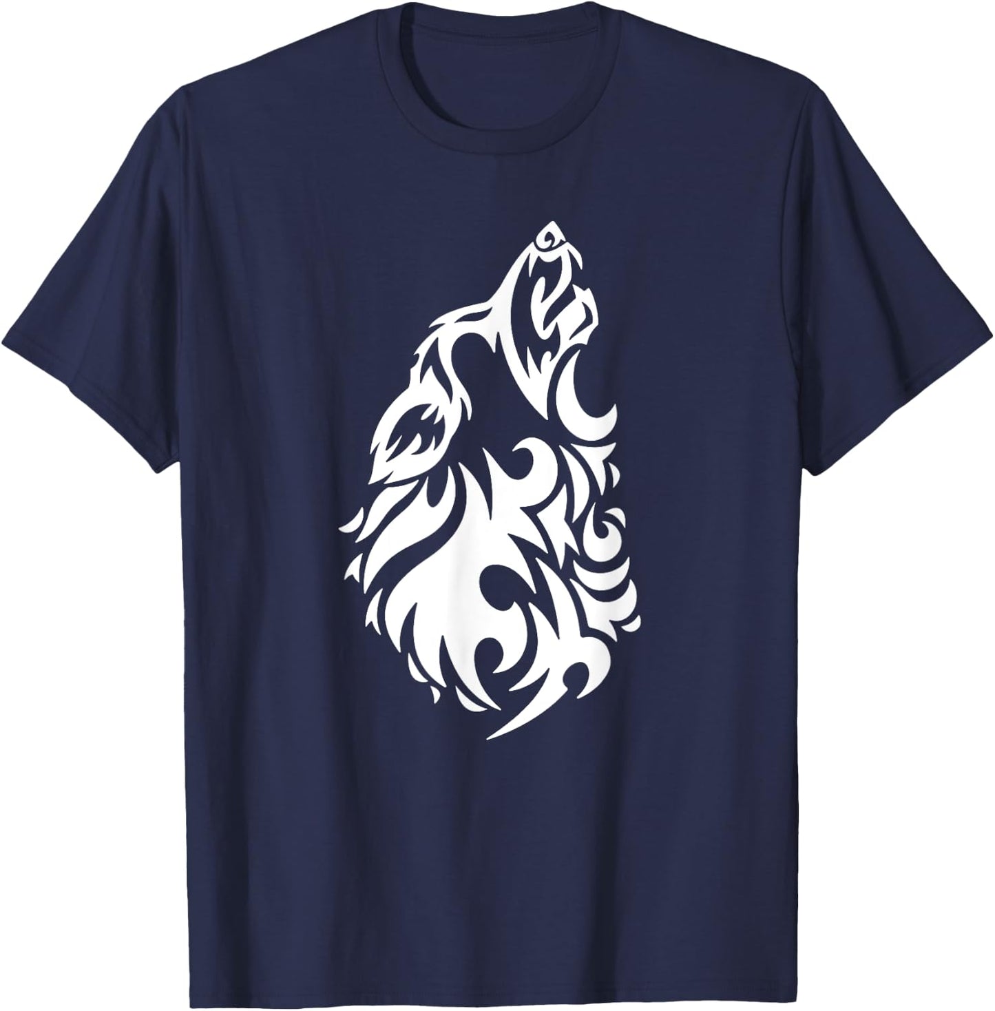 Wolf - Cool Tribal Dog Head Pup Howling Men Women Girls Kids T-Shirt - T-Shirt | Navy