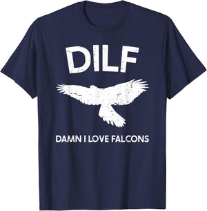DILF-Damn I Love Falcons Funny Saying Falconry Lovers T-Shirt - T-Shirt | Navy