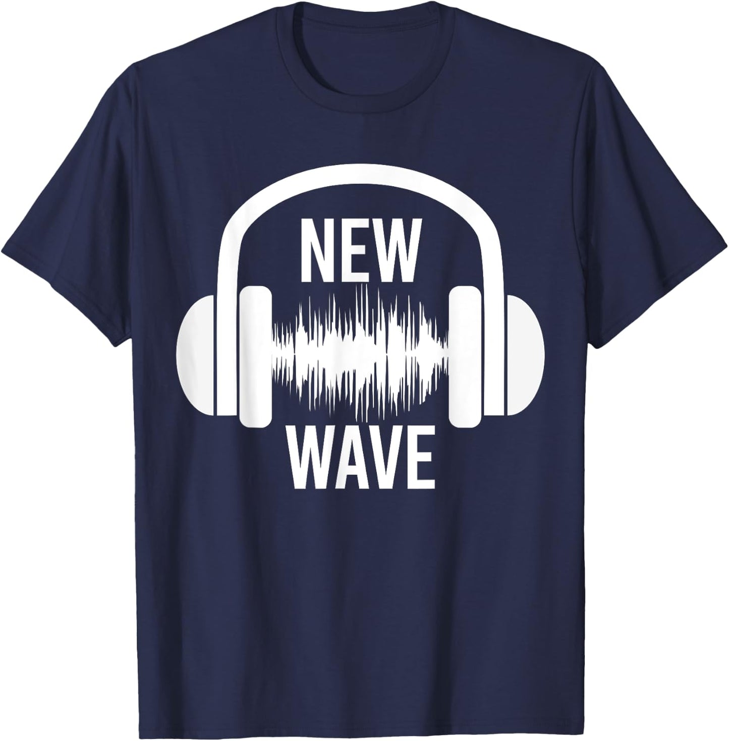 New Wave Headphone Music Graphic Design T-Shirt - T-Shirt | Navy
