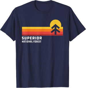Retro Sunset Superior National Forest Ely Minnesota T-Shirt - T-Shirt | Navy