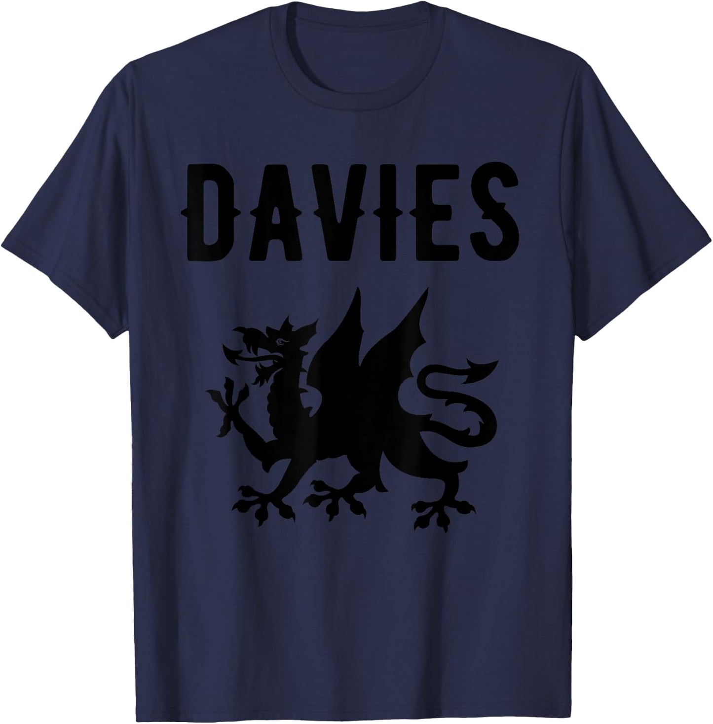 Davies Surname Welsh Family Name Wales Heraldic Dragon T-Shirt - T-Shirt | Navy