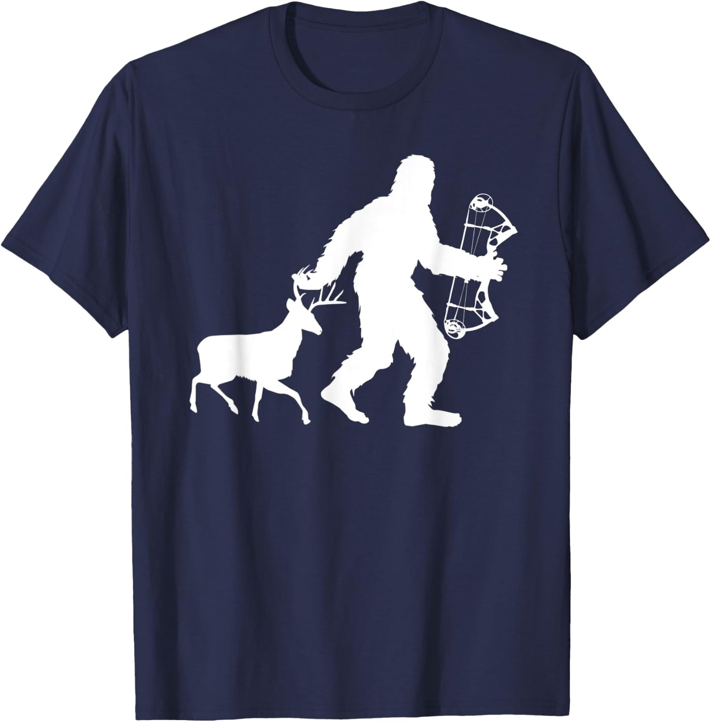 Deer Bow Hunting Bigfoot Deer Hunter Crossbow Sasquatch Cool T-Shirt - T-Shirt | Navy