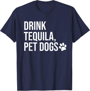 Drink Tequila Pet Dogs Shirt that says Tequila Tops,Drinking T-Shirt - T-Shirt | Navy
