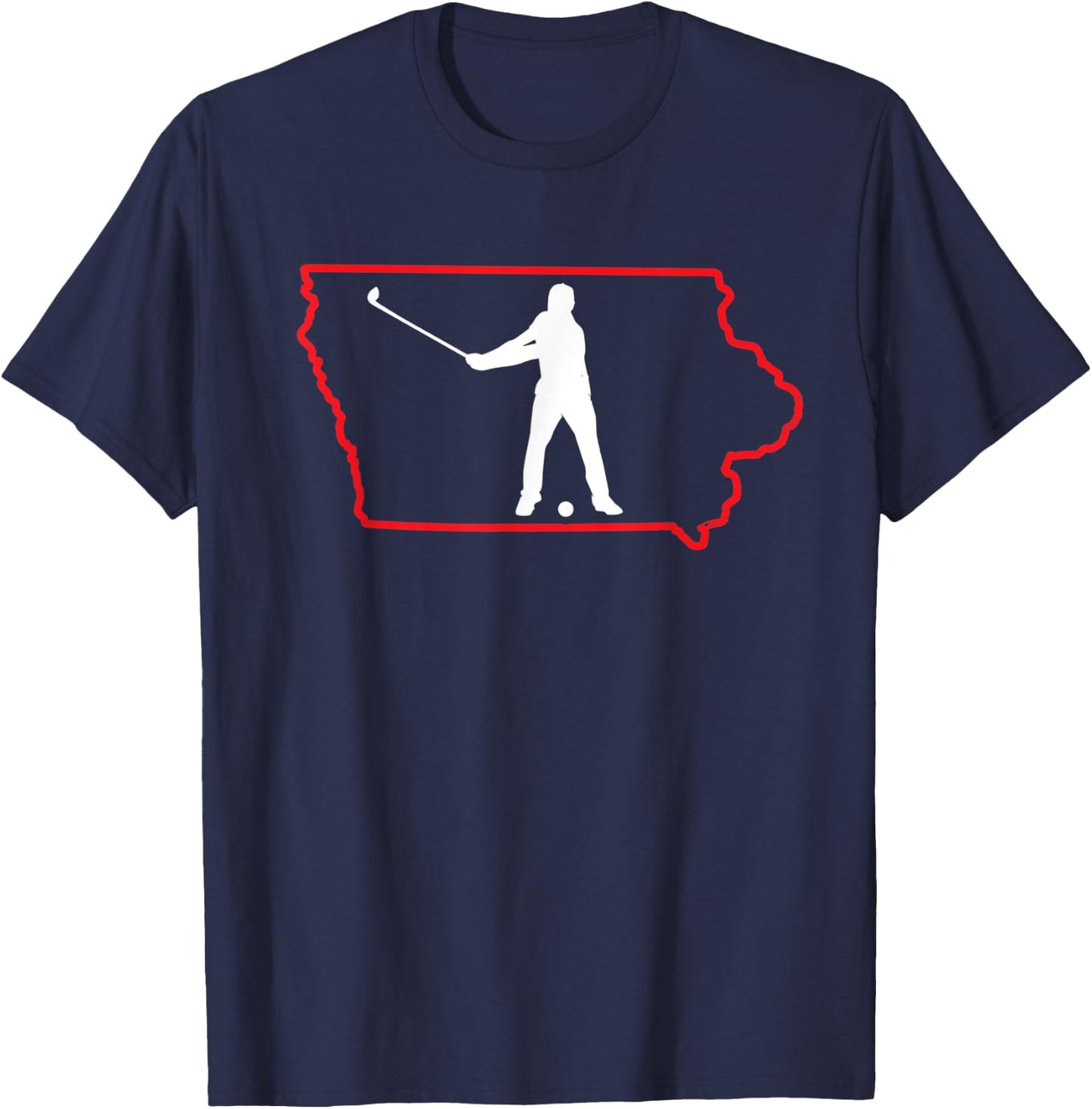 Iowa Golfer Iowa Map State Golf Player Golf Lover Golfing T-Shirt - T-Shirt | Navy