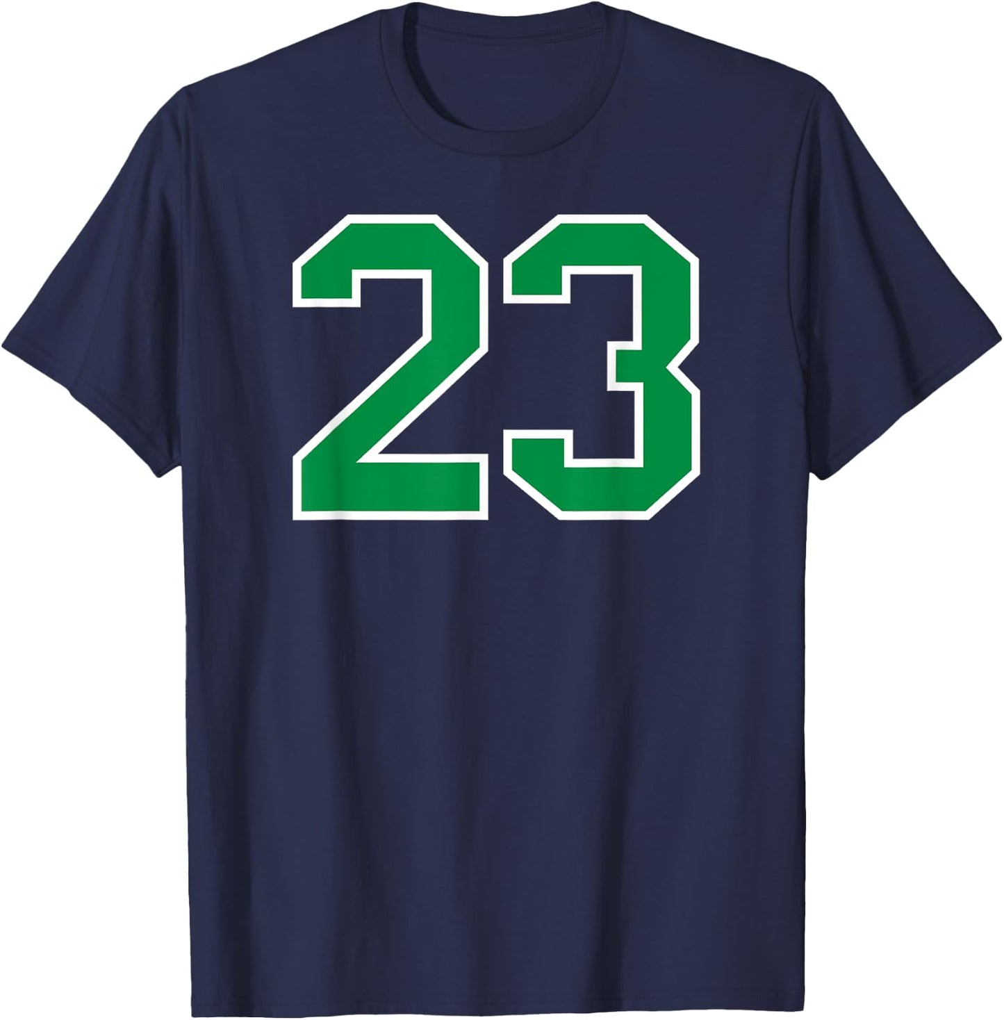 Number #23 Sport White Green Varsity Number T-Shirt - T-Shirt | Navy