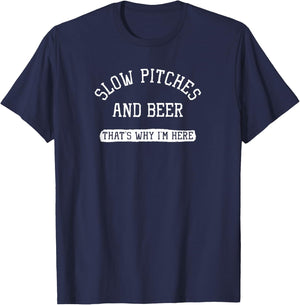 Slow Pitches And Beer Slow Pitch Adult Softball League Sport T-Shirt - T-Shirt | Navy