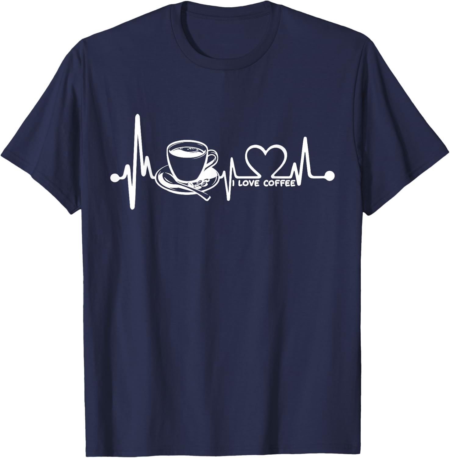 Coffee Lover I love coffee Heartbeat T-Shirt - T-Shirt | Navy