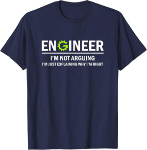 Funny Engineering Engineer I'm Not Arguing - -Adults, Black, Small T-Shirt - T-Shirt | Navy