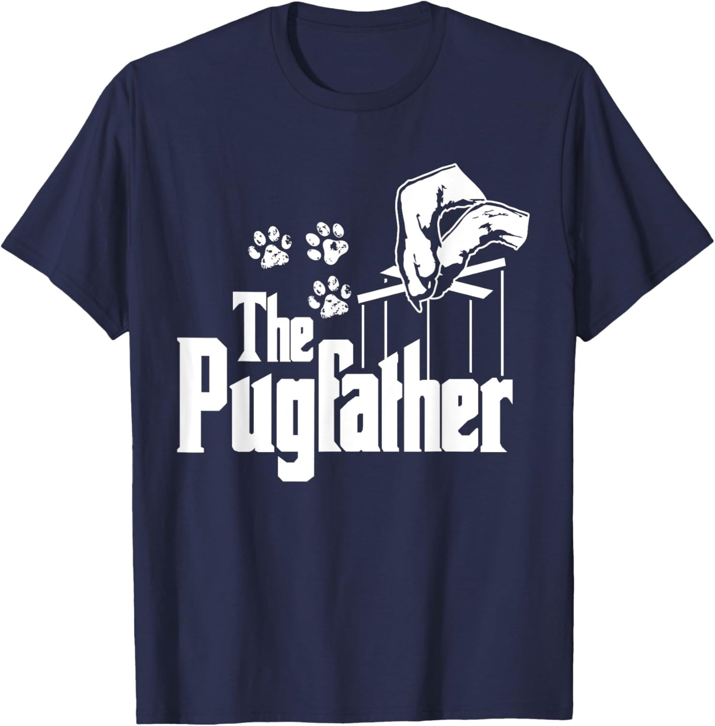 Pug-father Dog Dad Puppy Paw Print Funny Animal Fathers-Day T-Shirt - T-Shirt | Navy