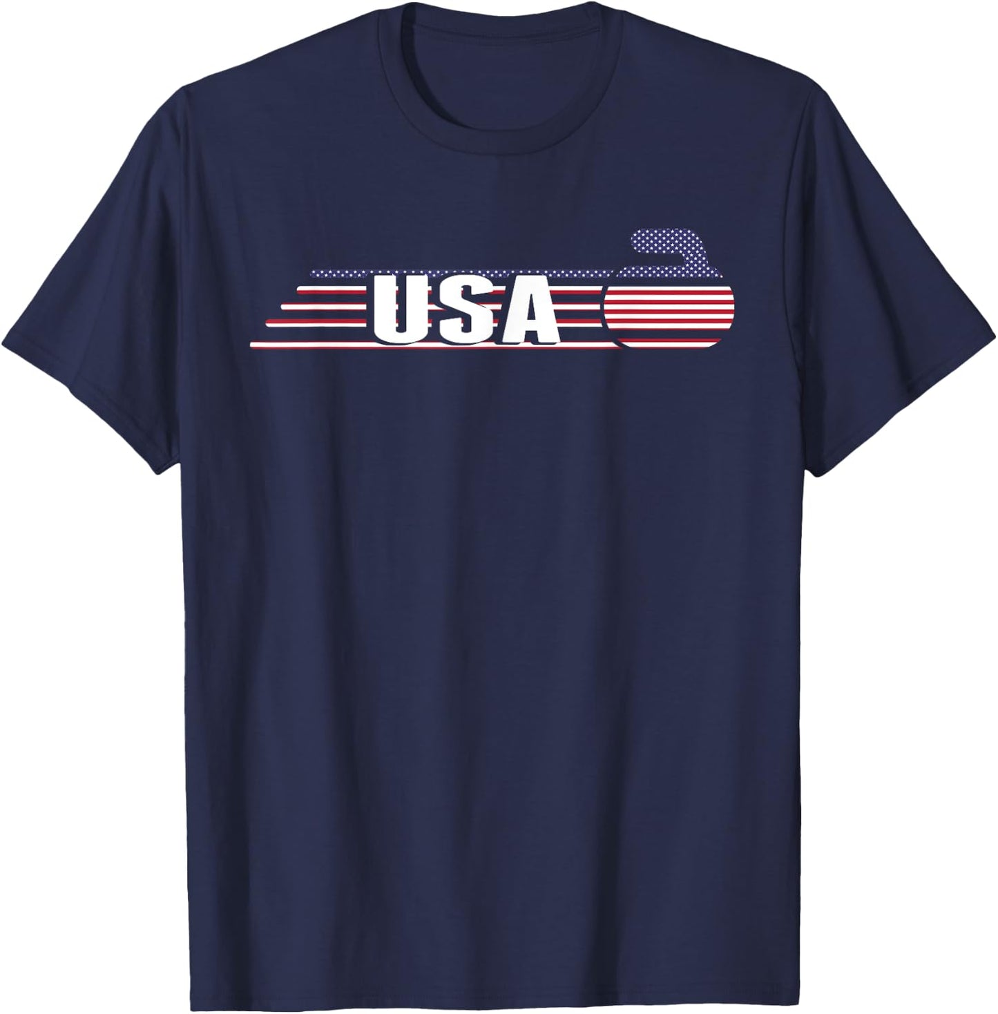 USA Team Curling Rock Jersey - Vintage Winter Sports Lovers T-Shirt - T-Shirt | Navy