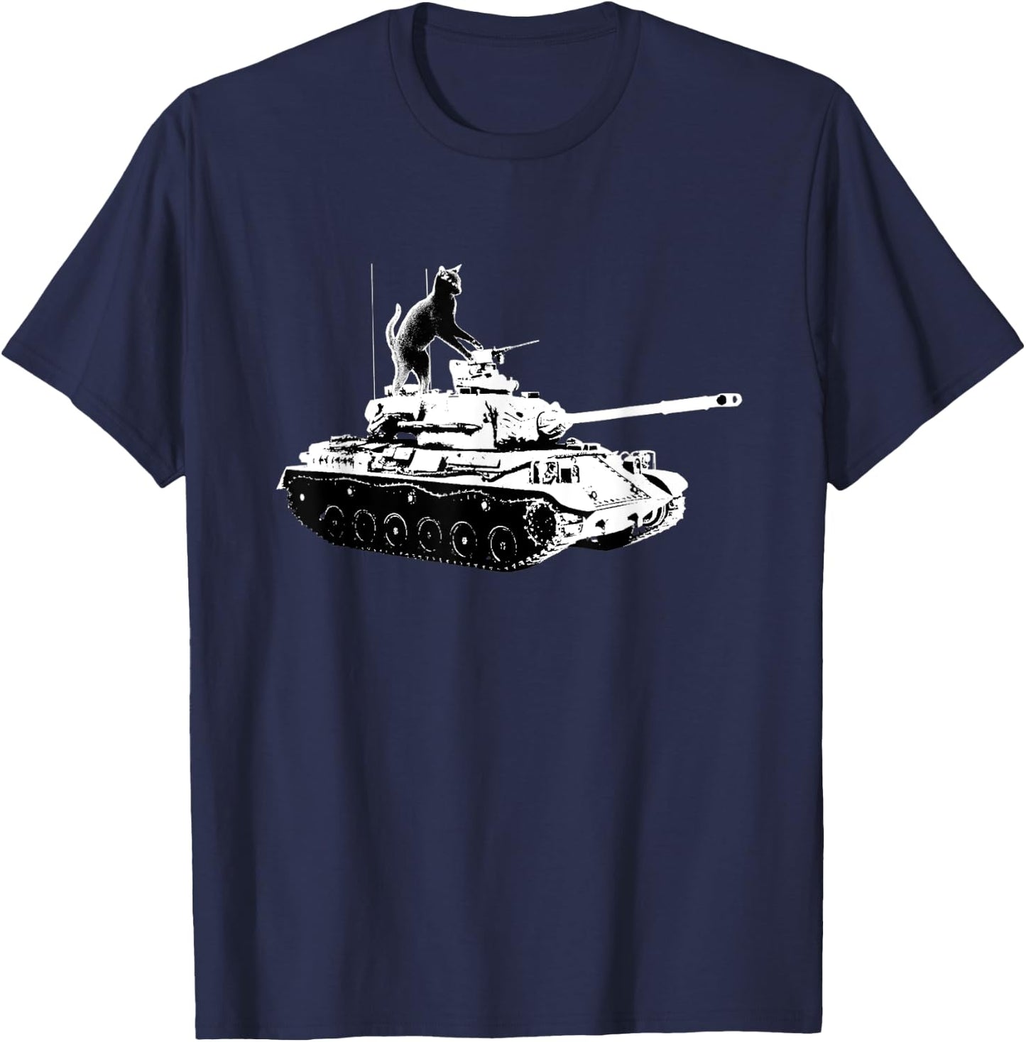 Army Tank Cat Military Funny Kitty Cat Pet Lovers Men Women T-Shirt - T-Shirt | Navy