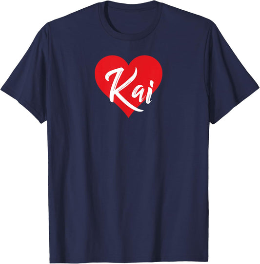 I Love Kai First Name I Heart Named T-Shirt - T-Shirt | Navy