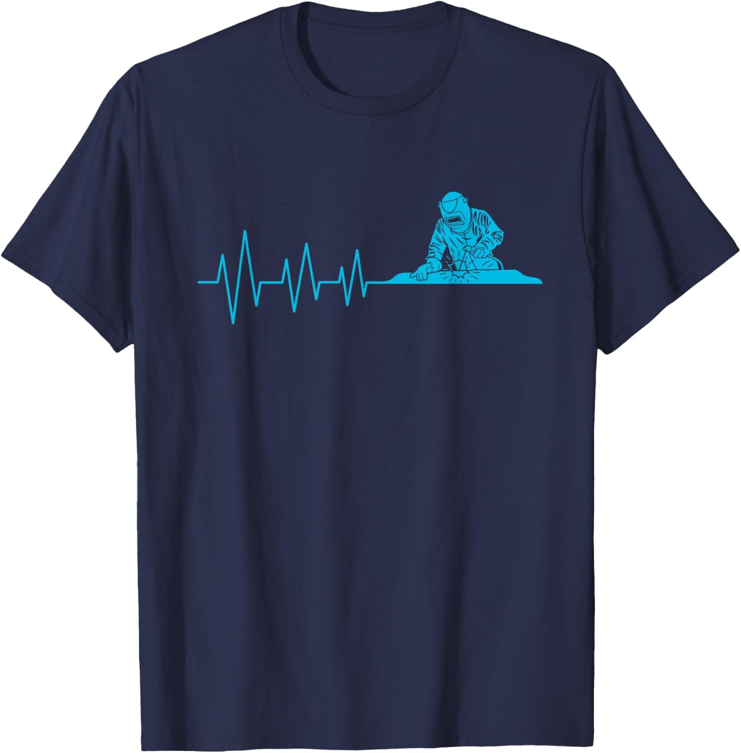 Welder Heartbeat Funny Metalworker Welding Welders Gift Men T-Shirt - T-Shirt | Navy