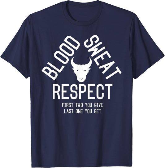 Blood Sweat Respect Funny Workout T-Shirt - T-Shirt | Navy