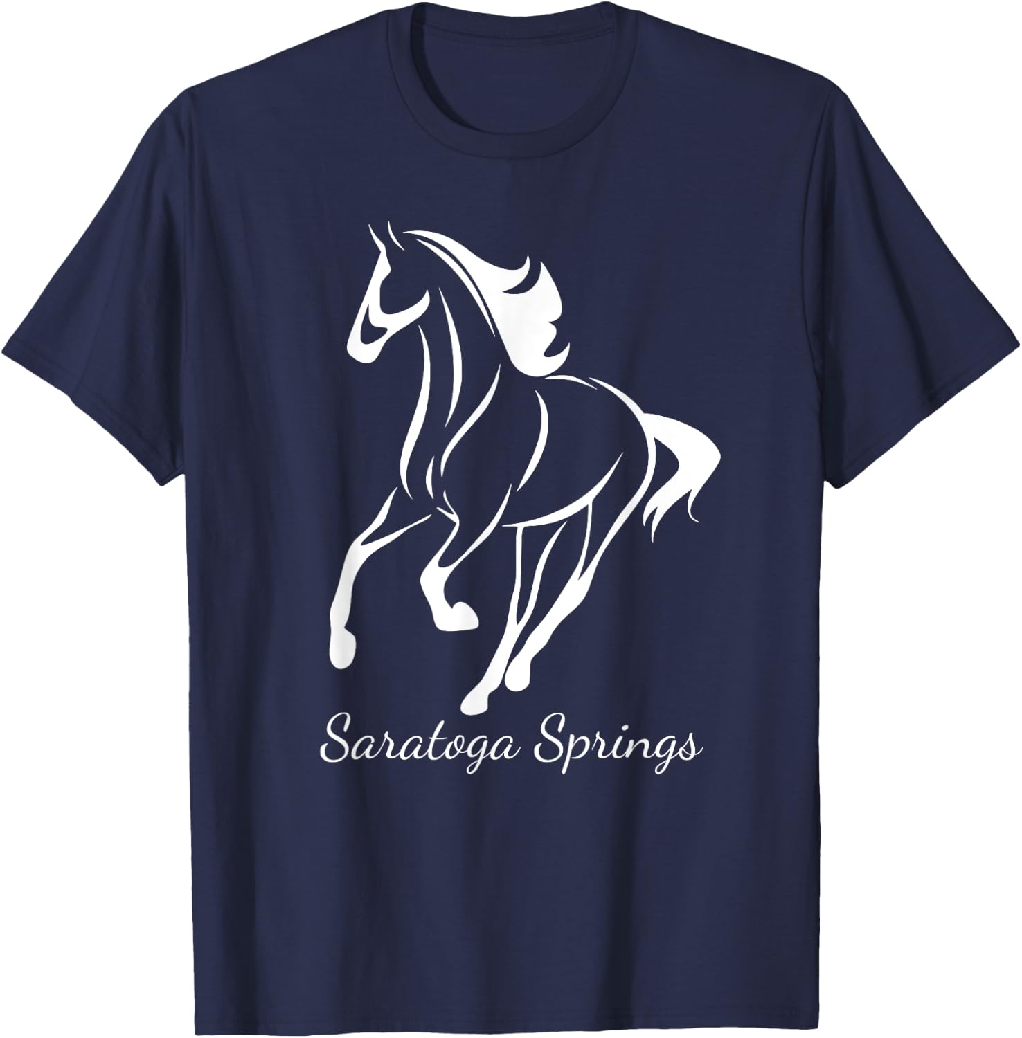 Saratoga Springs Upstate New York Horse Racing T-Shirt - T-Shirt | Navy