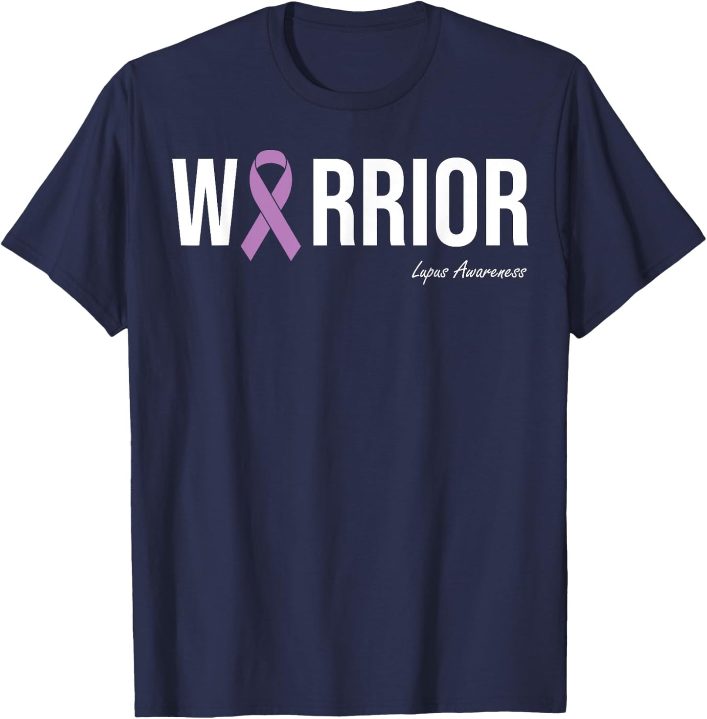 Lupus Awareness Purple Ribbon T-Shirt - T-Shirt | Navy