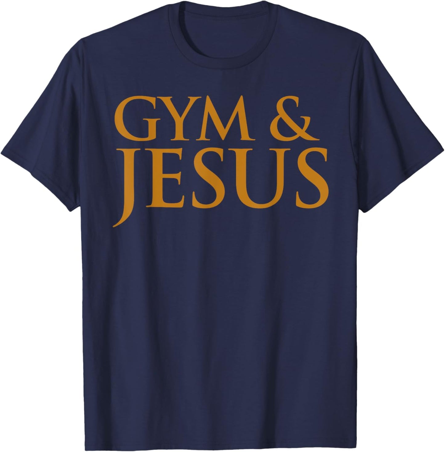 Distressed Gym & Jesus Funny Christian Workout Gift T-Shirt - T-Shirt | Navy