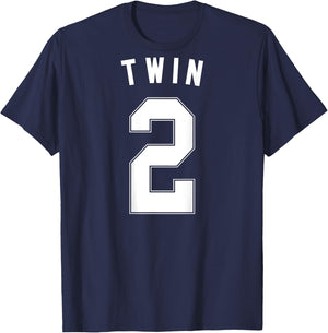 TWIN 2 shirt funny matching adult kid jersey identical twin T-Shirt - T-Shirt | Navy