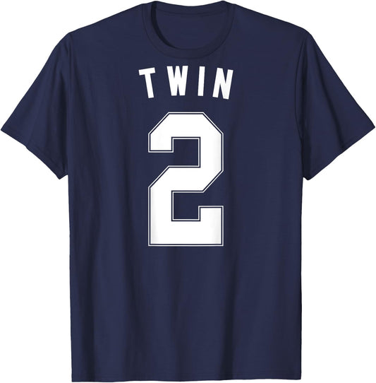 TWIN 2 shirt funny matching adult kid jersey identical twin T-Shirt - T-Shirt | Navy