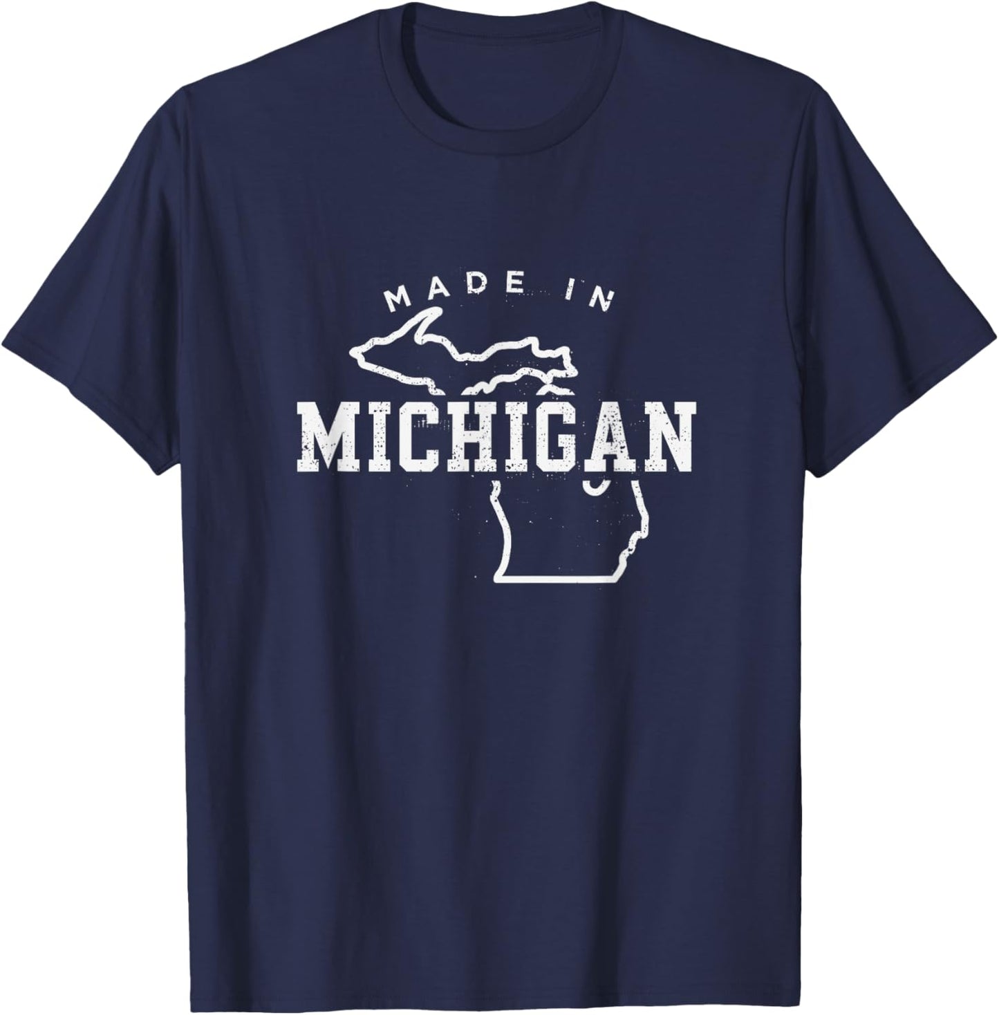 Made In Michigan Michigan Patriotic US Map Hometown Women Men T-Shirt - T-Shirt | Navy