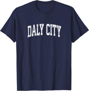 Daly City California CA Vintage Athletic Sports Design T-Shirt - T-Shirt | Navy